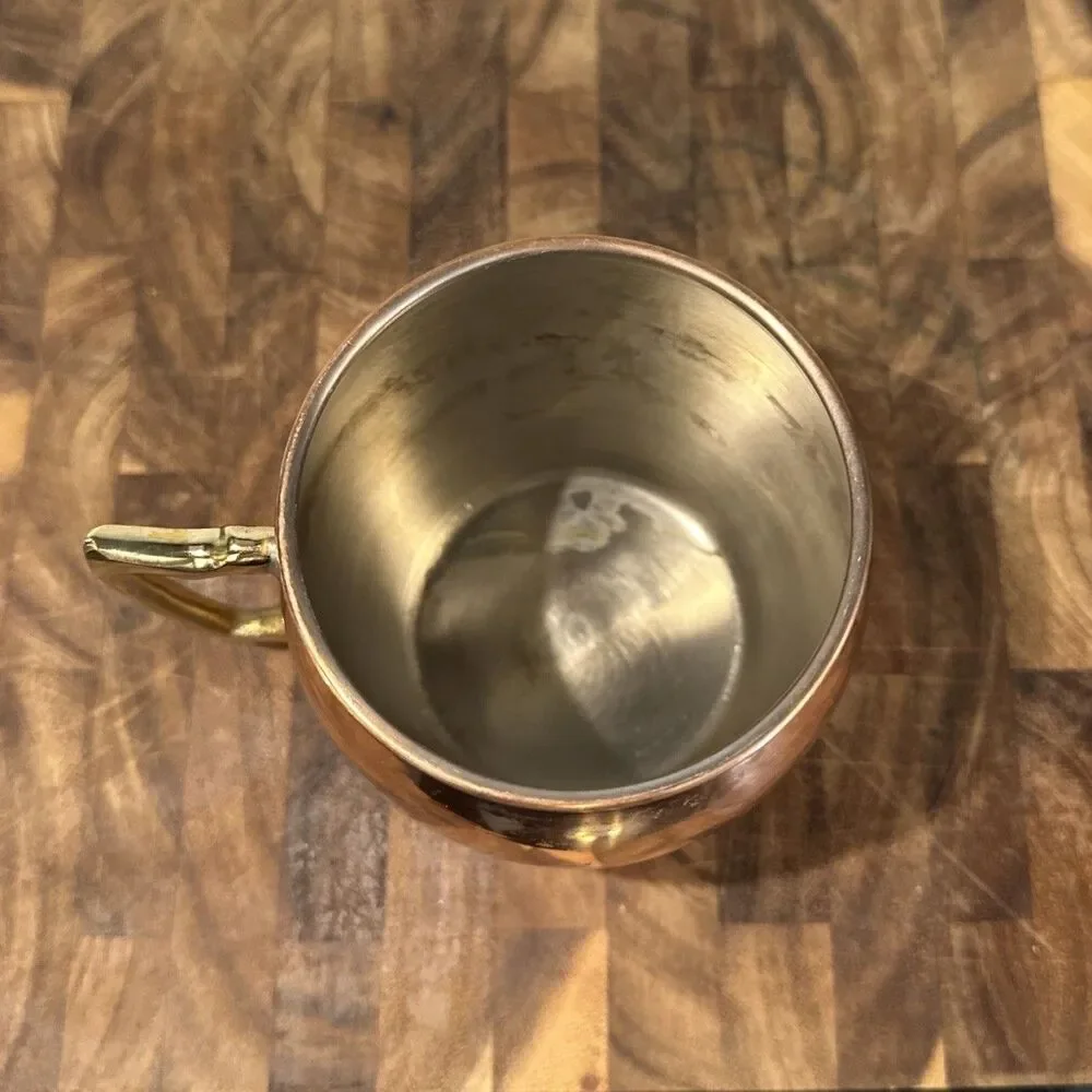 Vintage-Style Smooth Copper Moscow Mule Mugs with Gold Handles Set of 4 EUC